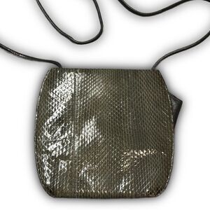 Vintage Genuine Snake Skin Crossbody Bag - Sage Green